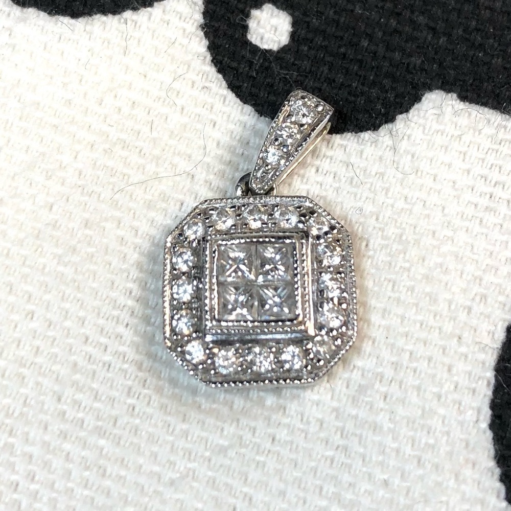 14k White Gold & Pavé Diamond Pendant from Kay Jewelers
